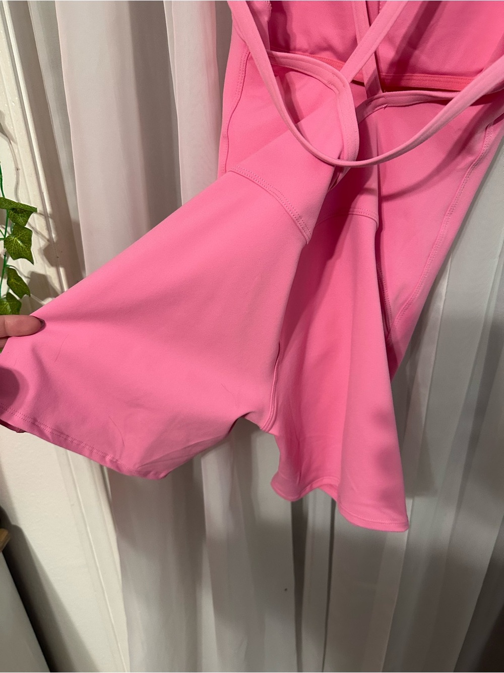 Pink Fitted Romper Bodysuit with Strappy Back - Picture 8 of 10
